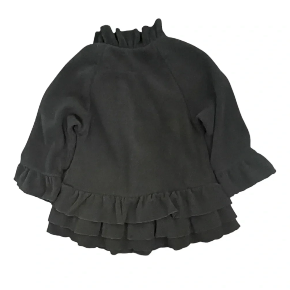 Mack & Co. Girls Luxury Black Fleece Coat with White Applique Flowers …